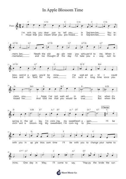 In Apple Blossom Time Sheet Music by Albert Von Tilzer-Arr.Bophen