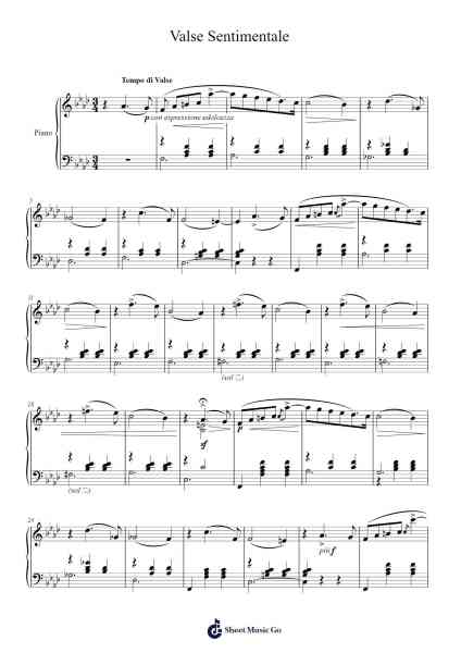 Valse Sentimentale Sheet Music by Pyotr Ilyich Tchaikovsky-Arr.Seac
