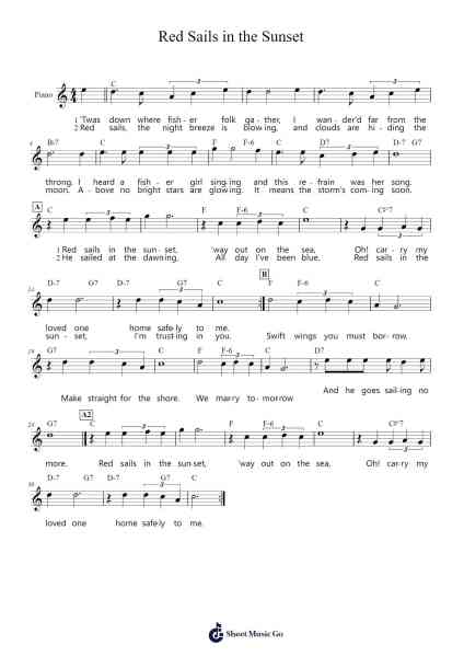 Red Sails in the Sunset Sheet Music by Hugh Williams-Arr.Hughmand