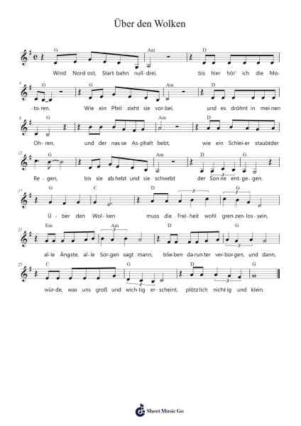 Über den Wolken Sheet Music by Reinhard Mey-Arr.Brownegill Orbel