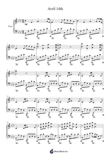 Avril 14th Sheet Music by Aphex Twin-Arr.Sukeats Midpaul