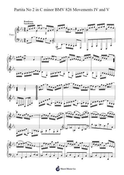 Partita No. 2 in C Minor, BWV 826: IV. Sarabande and V. Gigue Sheet Music by Johann Sebastian Bach-Arr.Otnold
