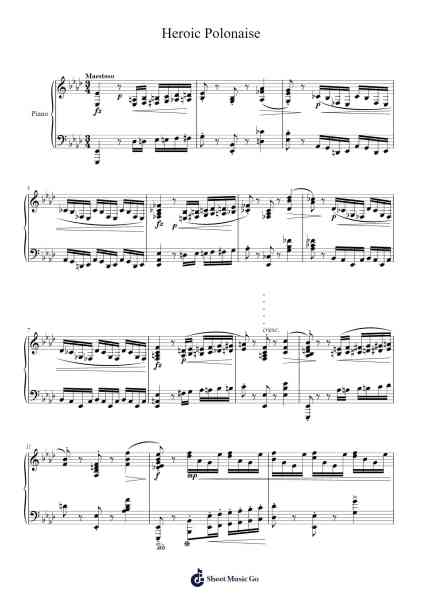 Polonaise in A-flat major, Op. 53 "Heroic" Sheet Music by Frédéric François Chopin-Arr.Agsean