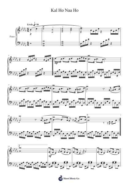 Kal Ho Naa Ho Sheet Music by Shankar-Ehsan-Loy-Arr.Gedia