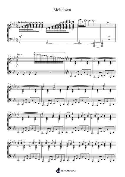 Meltdown Sheet Music by 八王子P(Hachioji-P)-Arr.Anolds