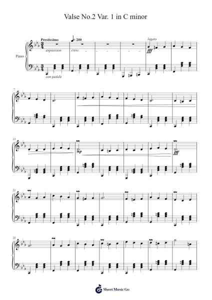 Valse No. 2 Var. 1 in C Minor Sheet Music by Pricedrea-Arr.Hedrex Kimriah