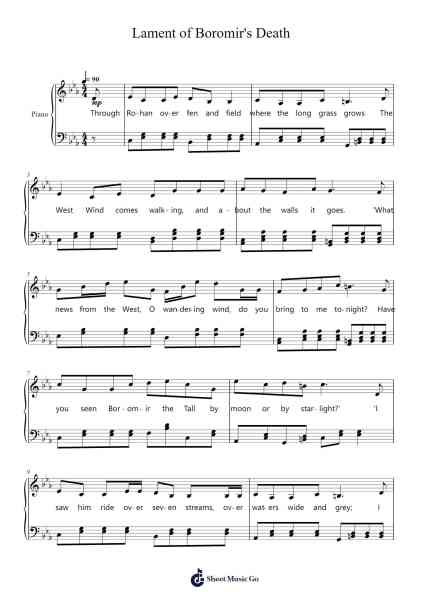 Lament of Boromir's Death Sheet Music by Keykins Micklass-Arr.Hugphil Aray