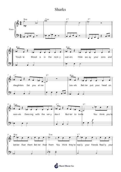 Sharks Musica per pianoforte di Imagine Dragons - Arr.Rusden