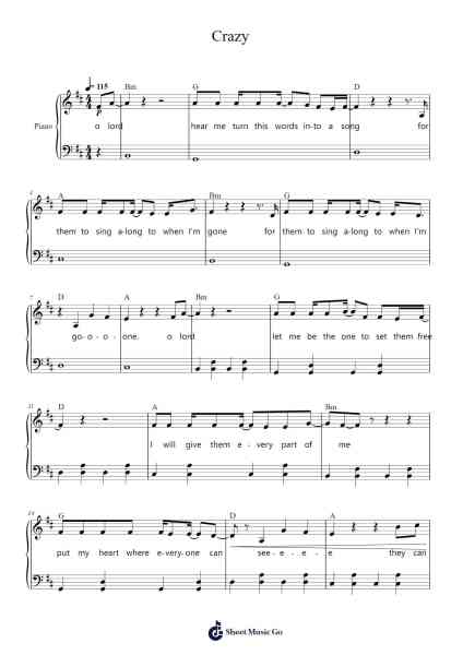 Crazy Sheet Music by Lost Frequencies-Arr.Genewat Duttret