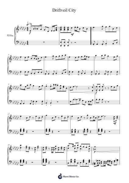 Driftveil City Sheet Music by Hitomi Sato-Arr.Chilflower