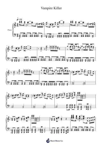Vampire Killer Sheet Music by Kinuyo Yamashita-Arr.Borgcon Keford