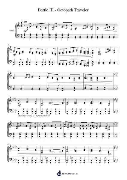 Battle III - Octopath Traveler Sheet Music by Yasunori Nishiki-Arr.Thornnah
