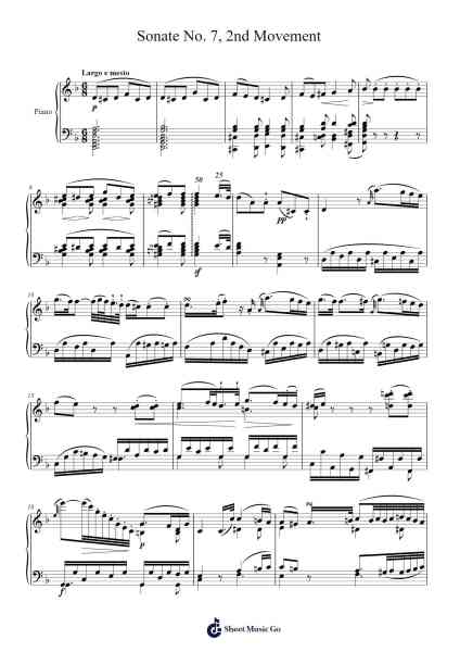 Sonata No. 7 in D Major, Op. 10, No. 3: II. Andante Sheet Music by Ludwig van Beethoven-Arr.Cherlian Zimreed