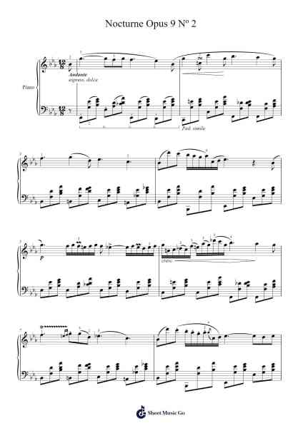 Nocturne in E Flat Major, Op. 9, No. 2 Sheet Music by Frédéric Chopin-Arr.Derkyle