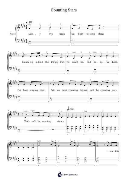 Counting Stars Sheet Music by OneRepublic-Arr.Raemen