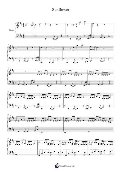 Sunflower Sheet Music by Post Malone-Arr.Leiflance Bessvian