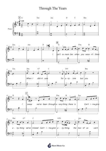 Through The Years Sheet Music by Kenny Rogers-Arr.Taykin Wertor