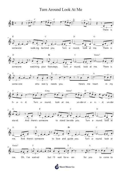 Turn Around Look At Me Sheet Music by Glen Campbell-Arr.Pibriel Pute