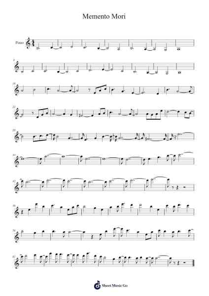 Memento Mori Sheet Music by Yuuki Hayashi-Arr.Wrightrae