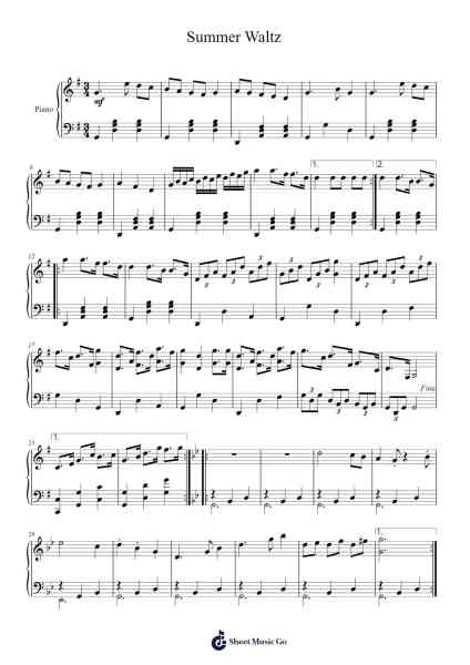 Summer Waltz Sheet Music by Misc tunes-Arr.Darcarr