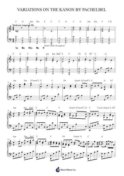 Kanon Variations Sheet Music by Johann Pachelbel-Arr.Wordcox Maxjack