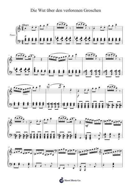 Die Wut über den verlorenen Groschen Sheet Music by Ludwig van Beethoven-Arr.Calbrown Yertate