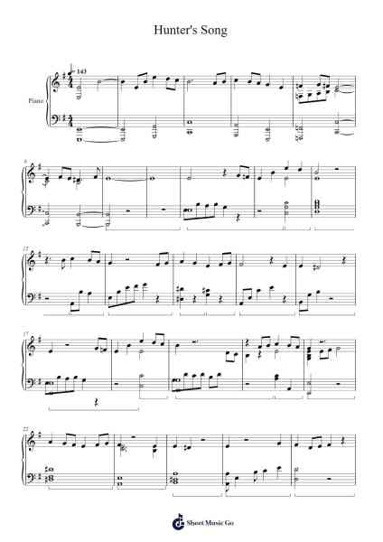 Hunter's Song Sheet Music by Adam Gubman-Arr.Stilris Babty