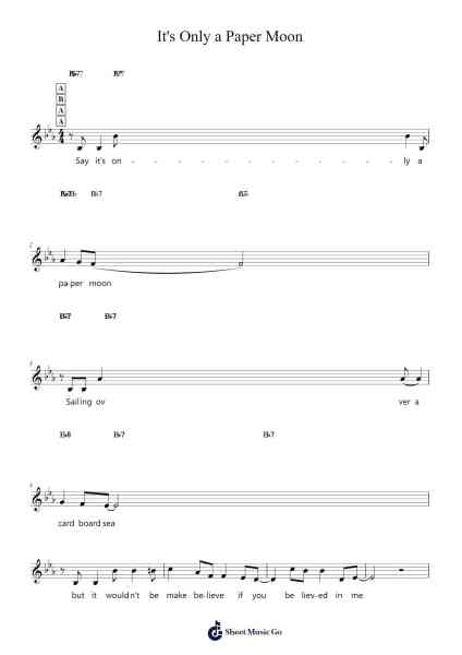 It's Only a Paper Moon Musica per pianoforte di Harold Arlen - Arr.Murtus Bertcrofts