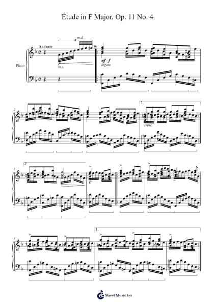 Étude in F Major, Op. 11 No. 4 Sheet Music by Joseph Xie-Arr.Xefunk Huttrick
