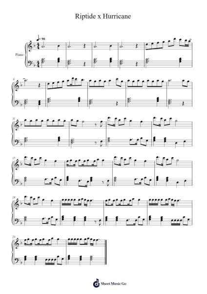 Riptide x Hurricane Sheet Music by Vance Joy-Arr.Mondlius