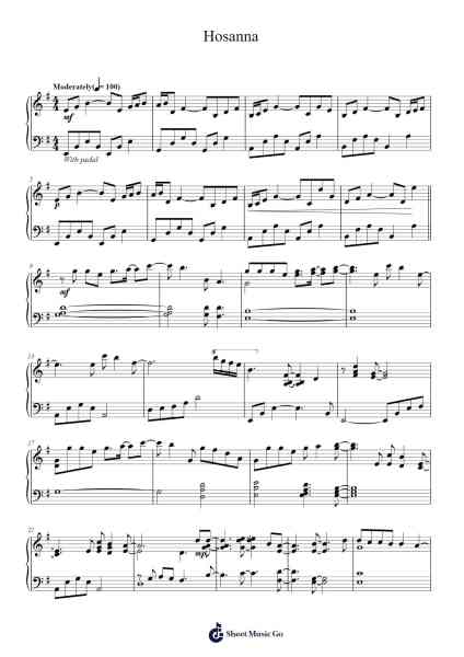 Hosanna Notenblatt von Hillsong United-Arr.Kentjames Jantta
