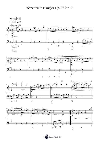 Sonatina in C Major, Op. 36 No. 1 Sheet Music by Muzio Clementi-Arr.Detio Gemlo