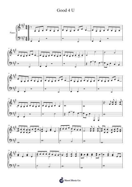 Good 4 U Sheet Music by Olivia Rodrigo-Arr.Gunchi
