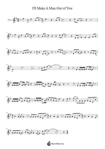 I'll Make A Man Out of You Sheet Music by -Arr.Harjo