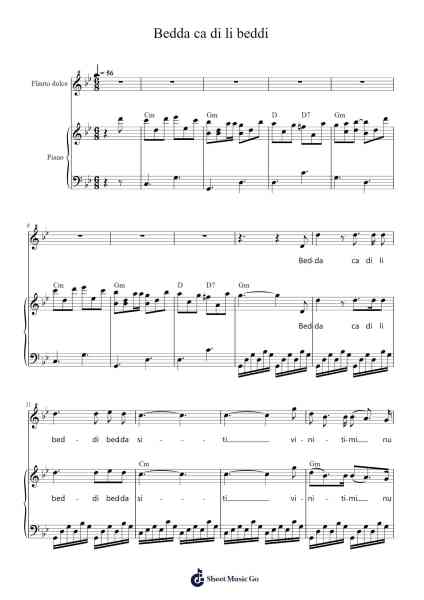 Bedda ca di li beddi bedda siti Sheet Music by Tradiz siciliana-Arr.Hornker
