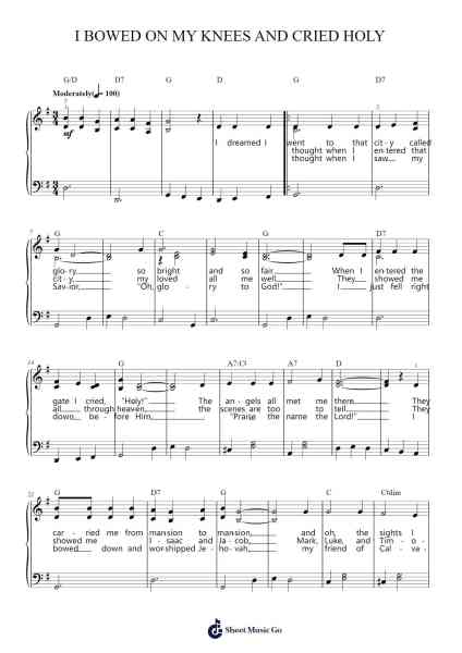 I Bowed On My Knees And Cried Sheet Music by Misc Praise Songs-Arr.Toddgail