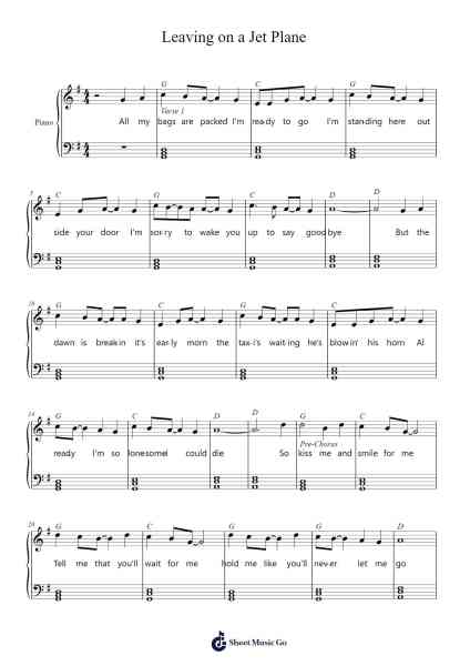 Leaving on a Jet Plane Sheet Music by Kevin Gracequist-Arr.Stilwald Mollswift