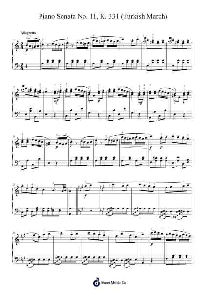 Piano Sonata No. 11 in A Major, K. 331: III. Rondo Alla Turca Sheet Music by Wolfgang Amadeus Mozart-Arr.Jorrell
