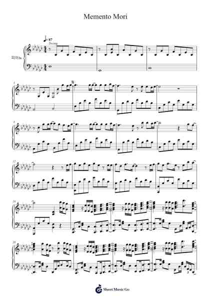 Memento Mori: the most important thing in the world Sheet Music by Haruka Shimotsuki-Arr.Calfaithe Maxsam