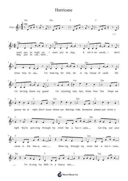 Hurricane Sheet Music by Harry Gregson-Williams-Arr.Gorale Wattia