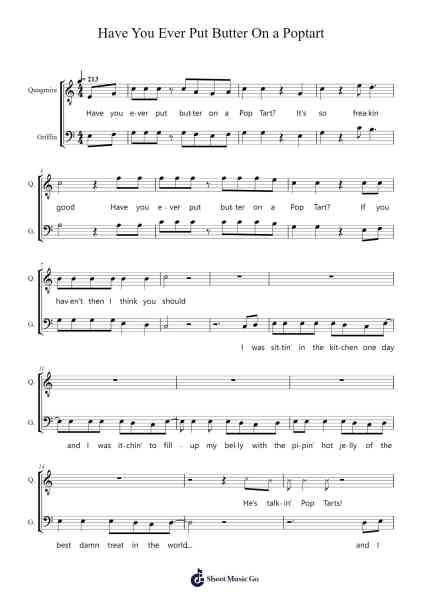 Have You Ever Put Butter On a Poptart Sheet Music by Seth MacFarlane-Arr.Brownend Bonckey
