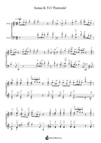 Sonata K. 513 "Pastorale" Sheet Music by Domenico Scarlatti-Arr.Xanbriel Rague