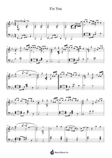Fix You Sheet Music by Coldplay-Arr.Zaharte Whlith