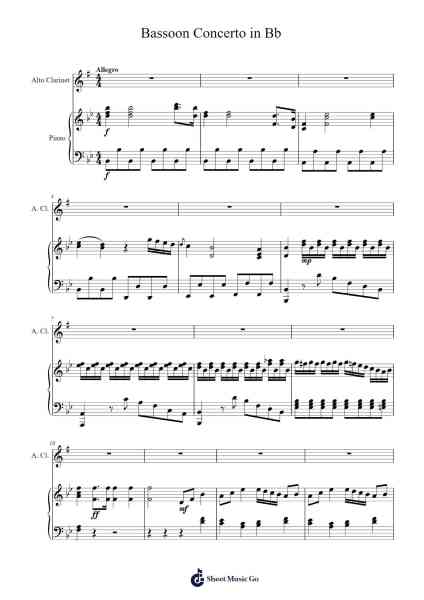 Bassoon Concerto in Bb Sheet Music by Wolfgang Amadeus Mozart-Arr.Carlphrey