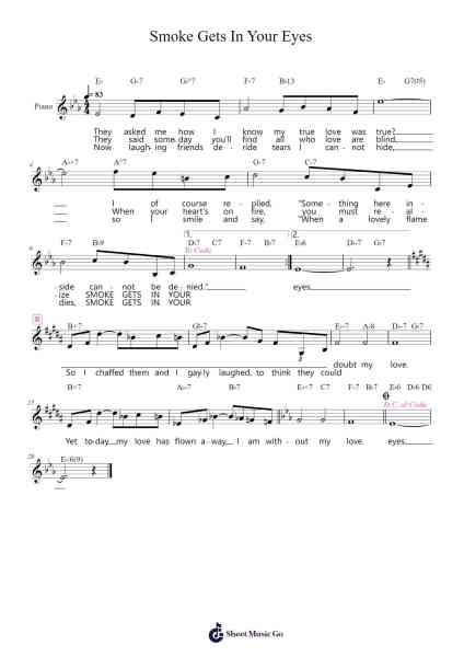 Smoke Gets In Your Eyes Sheet Music by Jerome Kern-Arr.Trutor Hubno