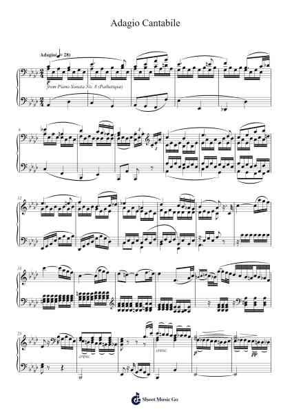 Piano Sonata No. 8 in C Minor, Op. 13 "Pathétique": II. Adagio cantabile Sheet Music by Ludwig van Beethoven-Arr.Mikejay Croftges