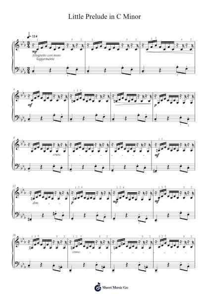Little Prelude in C Minor, BWV 999 Sheet Music by Johann Sebastian Bach-Arr.Bilmons Magmeg
