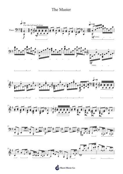 The Master - Code Geass for the Left Hand Alone Sheet Music by Kotaro Nakagawa-Arr.Gailma