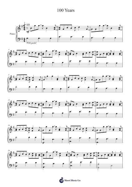 100 Years Sheet Music by Five for Fighting-Arr.Asmie Panvien
