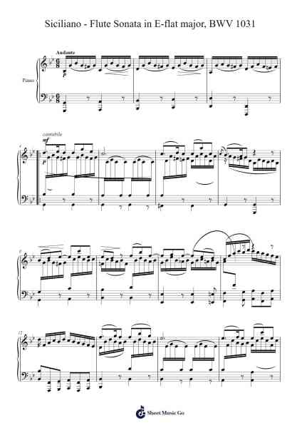 Flute Sonata in E-flat Major, BWV 1031: II. Siciliano Sheet Music by Johann Sebastian Bach-Arr.Mila